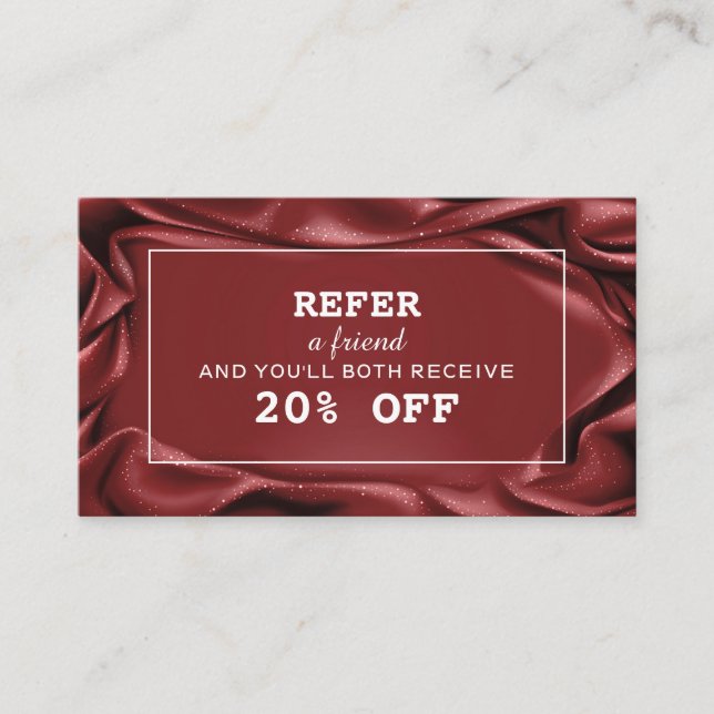 Burgundy Velvet White Frame Makeup Artist Referral Card (Front)