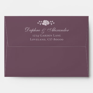 Burgundy Vintage Botanical Wedding Envelope