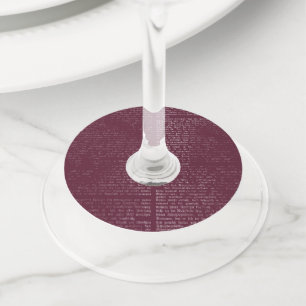 Burgundy Vintage Calligraphy Wine Glass Tag