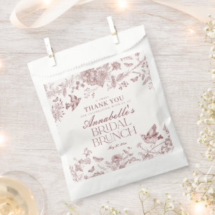 Burgundy Vintage Floral Bridal Brunch Dessert Favour Bags