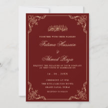Burgundy Vintage Romantic Script Muslim Wedding