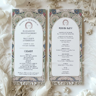 Burgundy Vintage Wedding Program Art Nouveau Programme