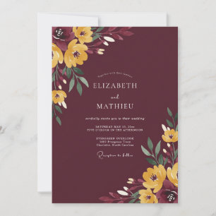 Burgundy Vivid Harvest Wedding Invitation