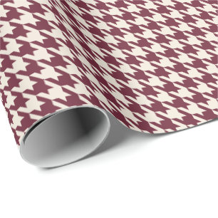 Burgundy & Warm Cream Houndstooth Pattern Wrapping Paper
