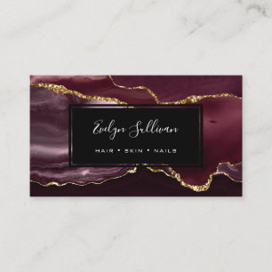 burgundy watercolor agate business card