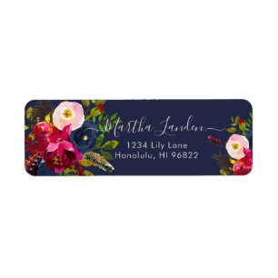 Burgundy Watercolor, Boho Flowers