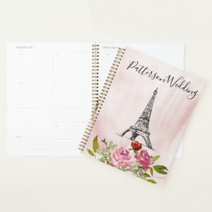 Burgundy Watercolor Eiffel Tower Wedding Planner