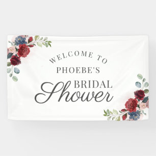 Burgundy Watercolor Floral Blush Bridal Shower Banner