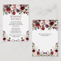   Burgundy Watercolor Floral Drop Wedding Details