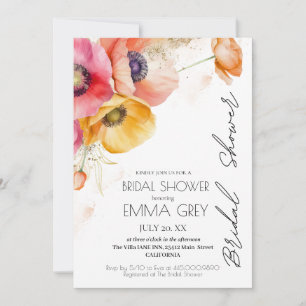 Burgundy Watercolor Floral Rustic Bridal Shower Invitation