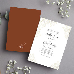 Burgundy Watercolor Floral Wedding Custom Invitation
