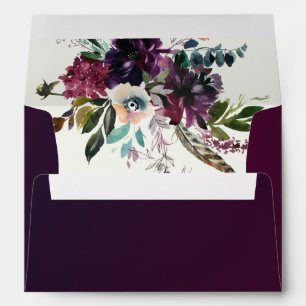 Burgundy Watercolor Floral Wedding Envelope