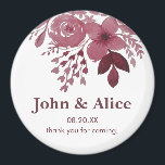 Burgundy Watercolor Floral Wedding Magnet<br><div class="desc">A chic and elegant burgundy watercolor floral wedding magnets perfect for give aways.</div>