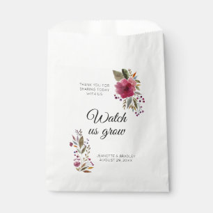 Burgundy Watercolor Floral Wedding Seed Favour Bag