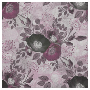 Burgundy watercolor flowers.  fabric