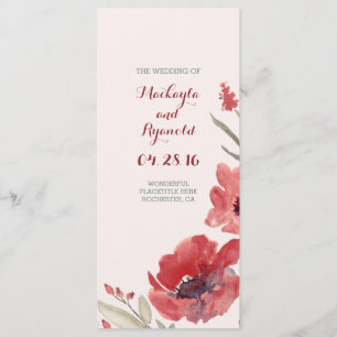 burgundy watercolor flowers wedding programs programme