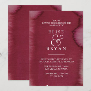Burgundy Watercolor Paint Splash Wedding Invite