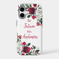 Burgundy Watercolor Rose Floral the Future Mrs
