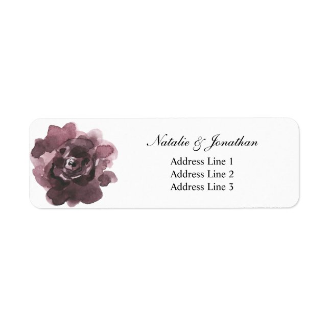 burgundy watercolor rose floral wedding elegant (Front)