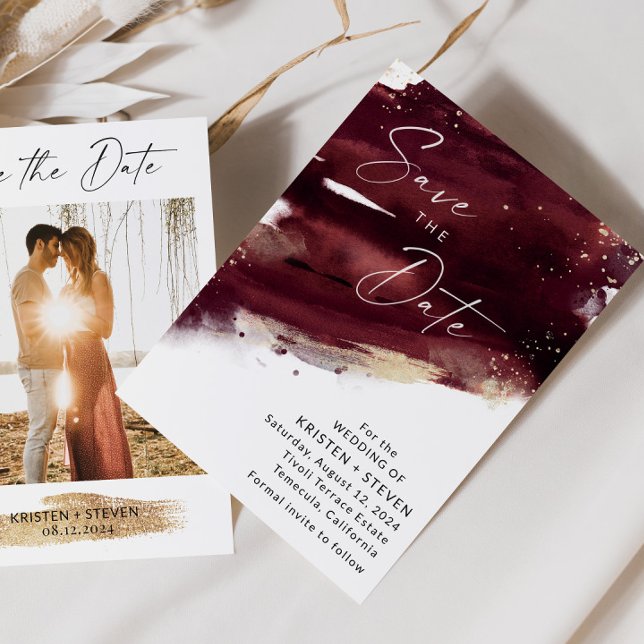 Burgundy Watercolor Save The Date Invitation (Creator Uploaded)