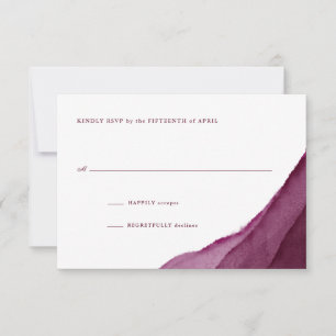 Burgundy Watercolor Wedding RSVP Card