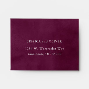 Burgundy Watercolor Wedding RSVP Envelope