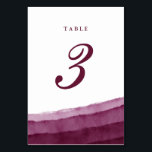 Burgundy Watercolor Wedding Table Number Cards<br><div class="desc">Burgundy watercolor wedding table number cards,  part of our dip-dyed modern watercolor wedding stationery collection. Featuring shades of marsala purple / red reminiscent of wine and vineyards,  applied in painterly strokes of rich watercolor wash,  matched with simple classic text.</div>