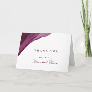 Burgundy Watercolor Wedding Thank You Cards