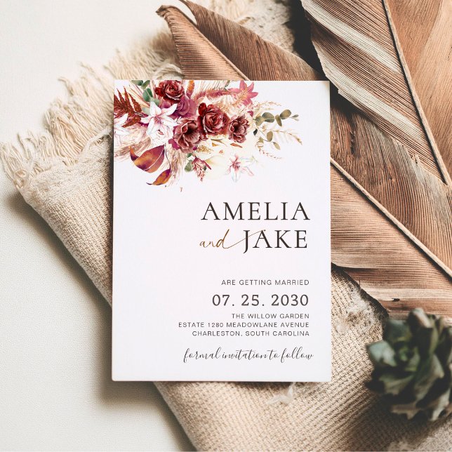 Burgundy We’re Getting Married Save the Date  (Creator Uploaded)