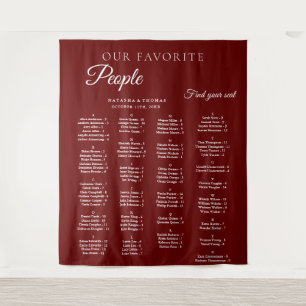 Burgundy Wedding Alphabetical Seating Chart Tapestry
