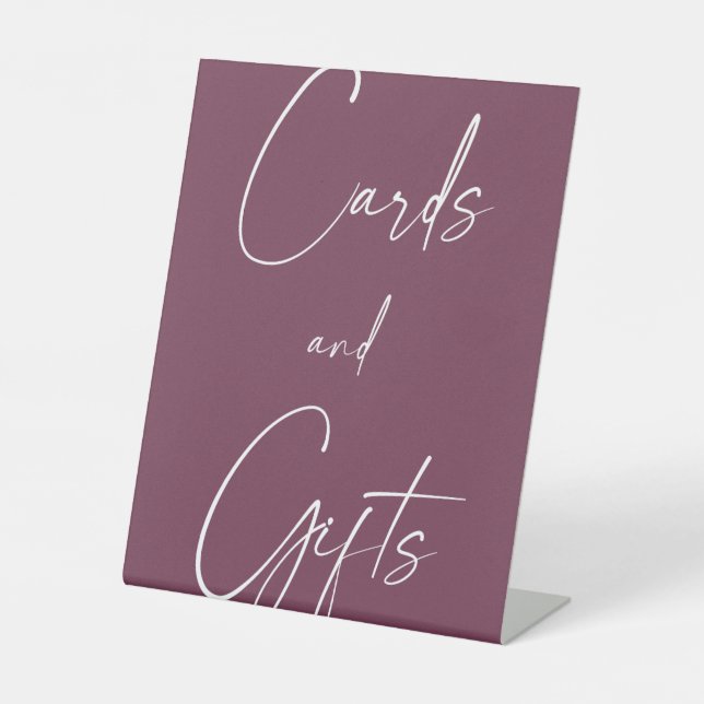 Burgundy Wedding Cards & Gifts Pedestal Sign (Front)