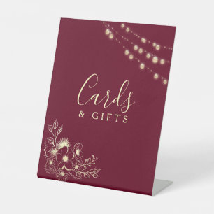 Burgundy Wedding Cards Gifts Sign