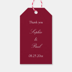 Burgundy Wedding Favour Thank You Gift Tags