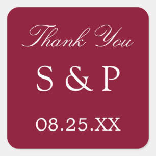 Burgundy Wedding Favour Thank You Sticker