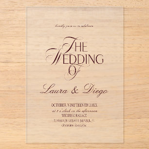 Burgundy Wedding Luxury Transparent Acrylic Invitations
