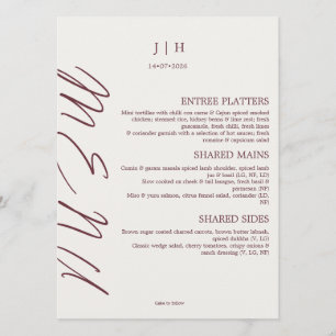 Burgundy Wedding Menu