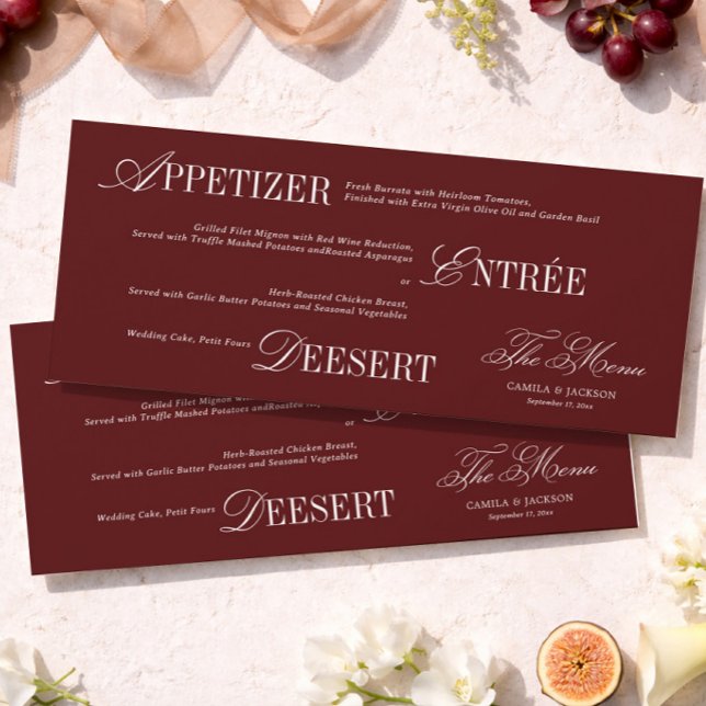 Burgundy Wedding Menu Card (Creator Uploaded)