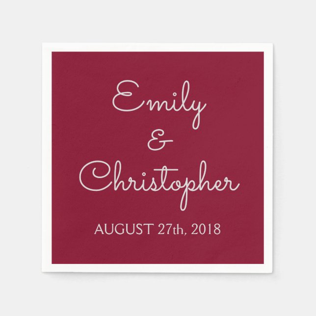 Burgundy Wedding or Reception Simple Napkins (Front)