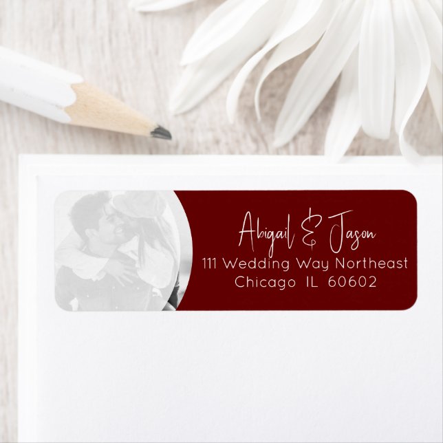 Burgundy Wedding Photo Return Address (Insitu)