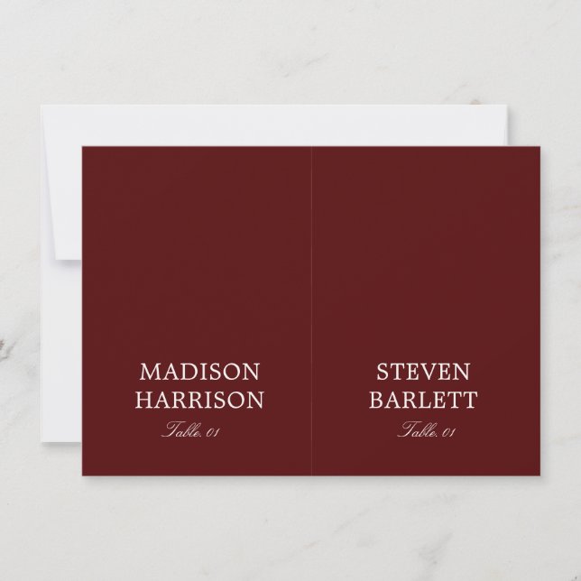 Burgundy Wedding Place Card DIY (Front)