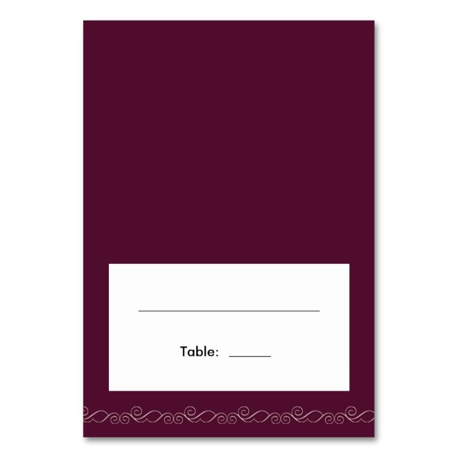 Burgundy Wedding Place Seating Card (Front)