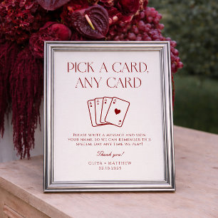 Burgundy Wedding Playing Card Guest Book