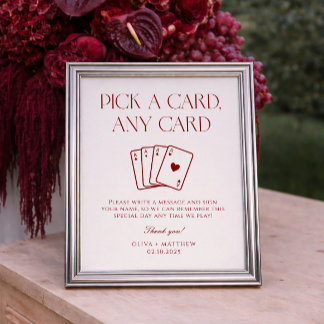 Burgundy Wedding Playing Card Guest Book 