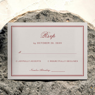 Burgundy Wedding RSVP Qr Code Enclosure Card