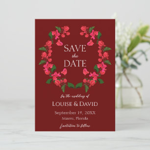 Burgundy Wedding Save the date Card 