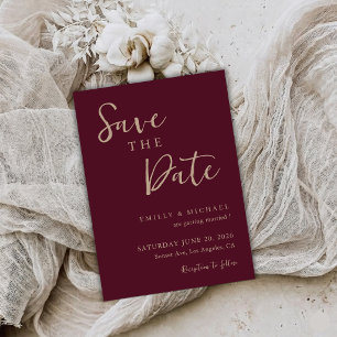 Burgundy Wedding Save The Date Elegant Custom