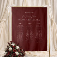 Burgundy Wedding Seating Chart Fabric