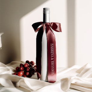 Burgundy Wedding Single Inscription Custom Names  Satin Ribbon