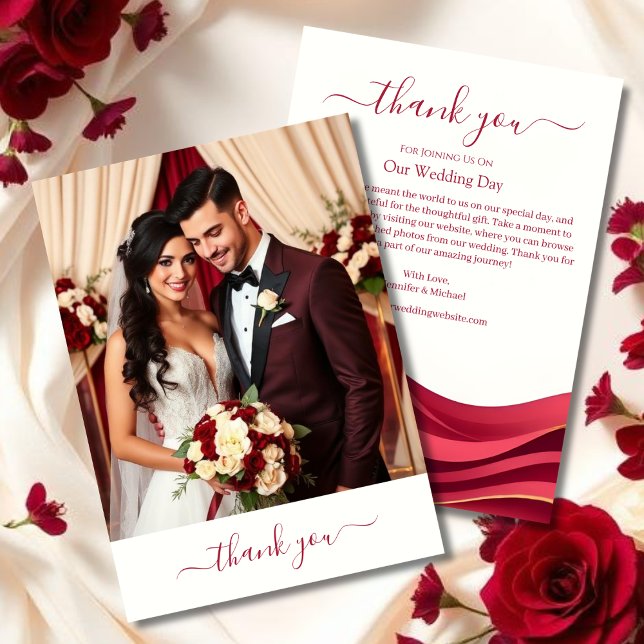 Burgundy Wedding Thank You Card (Burgundy Wedding Thank You Card)