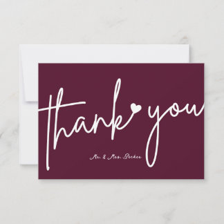Burgundy wedding thank you cards